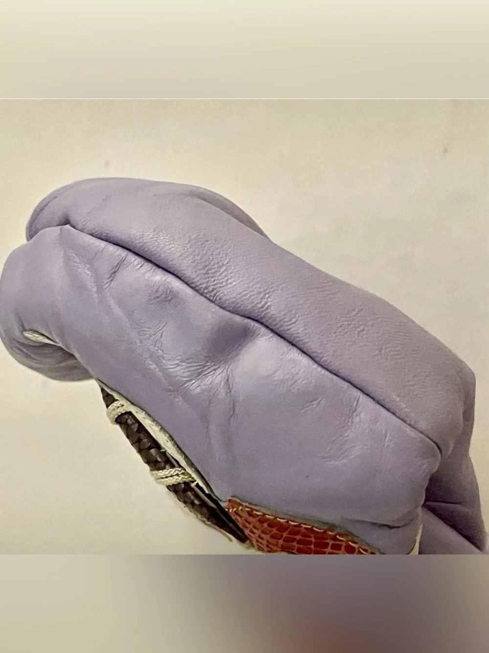 Vintage 1970s 1980s Lavender Leather Shoulder Bag Clutch
